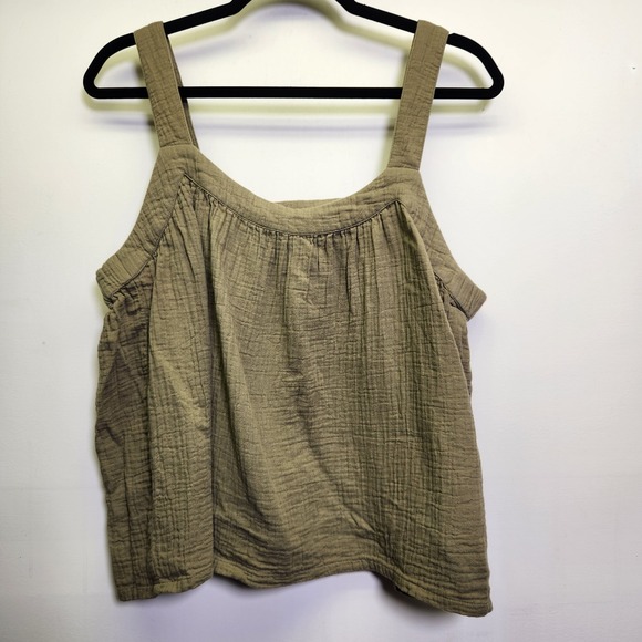 Pact Organic Tops - Pact Women's Coastal Double Gauze Breezy Cami Lrg Organic Cotton Olive Green